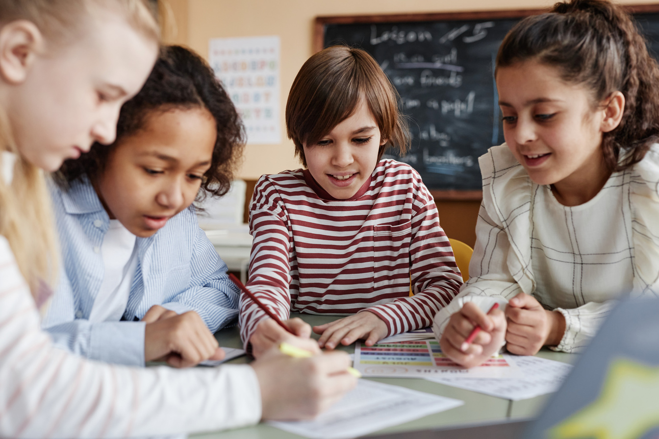 Multi-Ethnic Kids during English Class