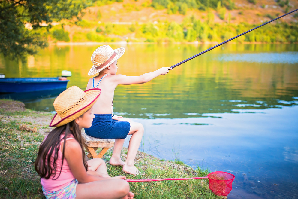 Kids catching fish